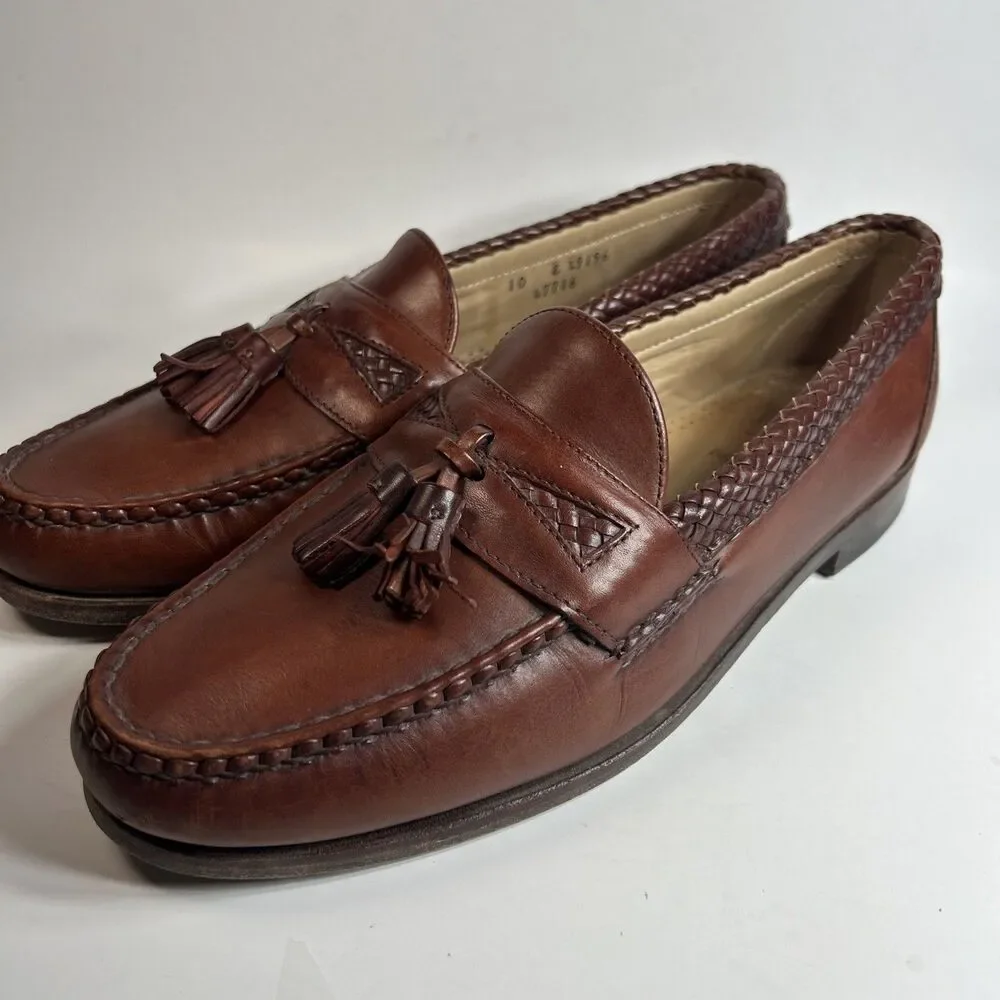 Allen Edmonds Mens Shoes Size 10 Maxfield Brown Leather Tassel Loafers Braided